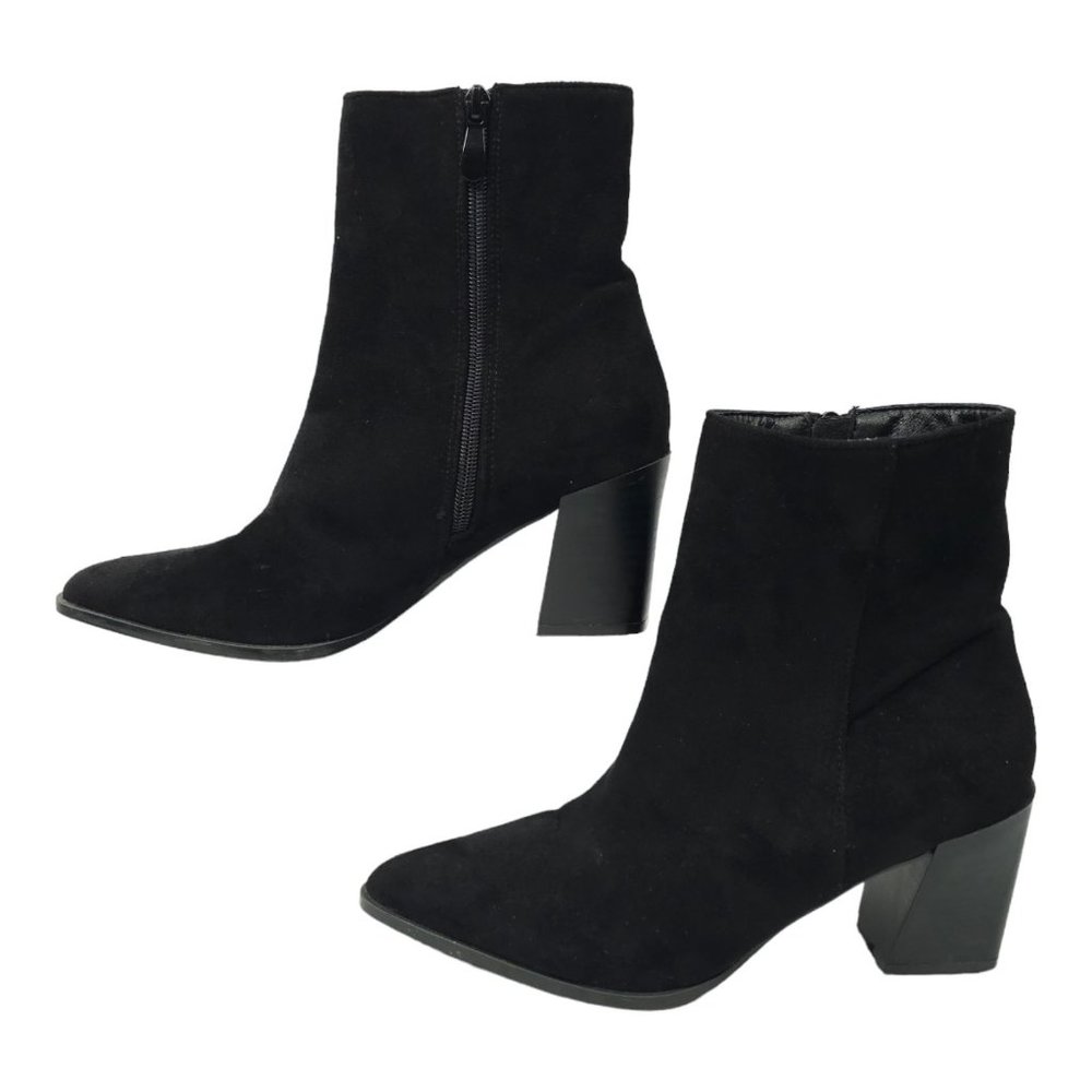 Mata Kelsie Faux Suede Back Zip Ankle Boot Womens Size 8 Block Heel Pointed Toe - Picture 11 of 11